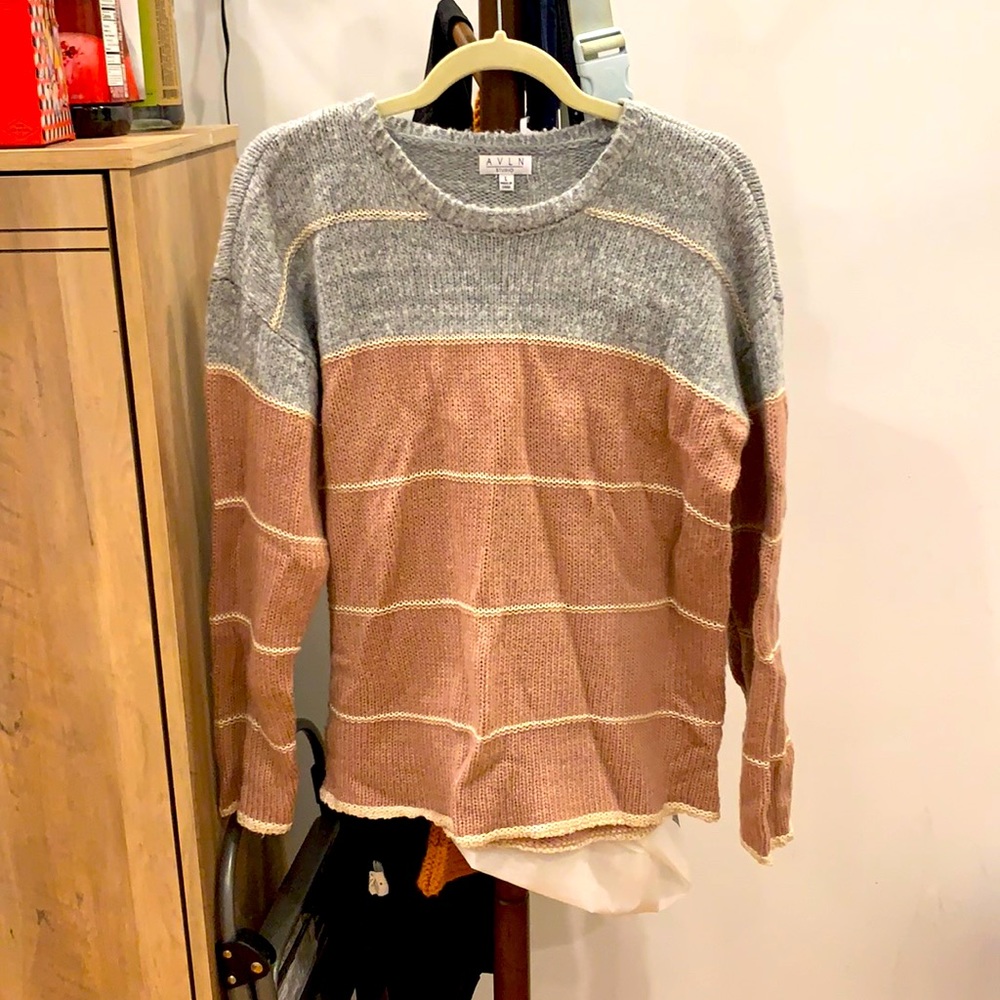 Pink and Grey long sleeve AVLN sweater
